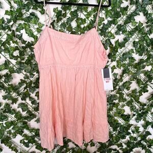 New pink peach lace trim babydoll dress